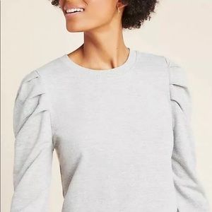 NWT Anthropologie RD Style Gray Long Sleeve Ruffle Shoulder Blouse shirt large